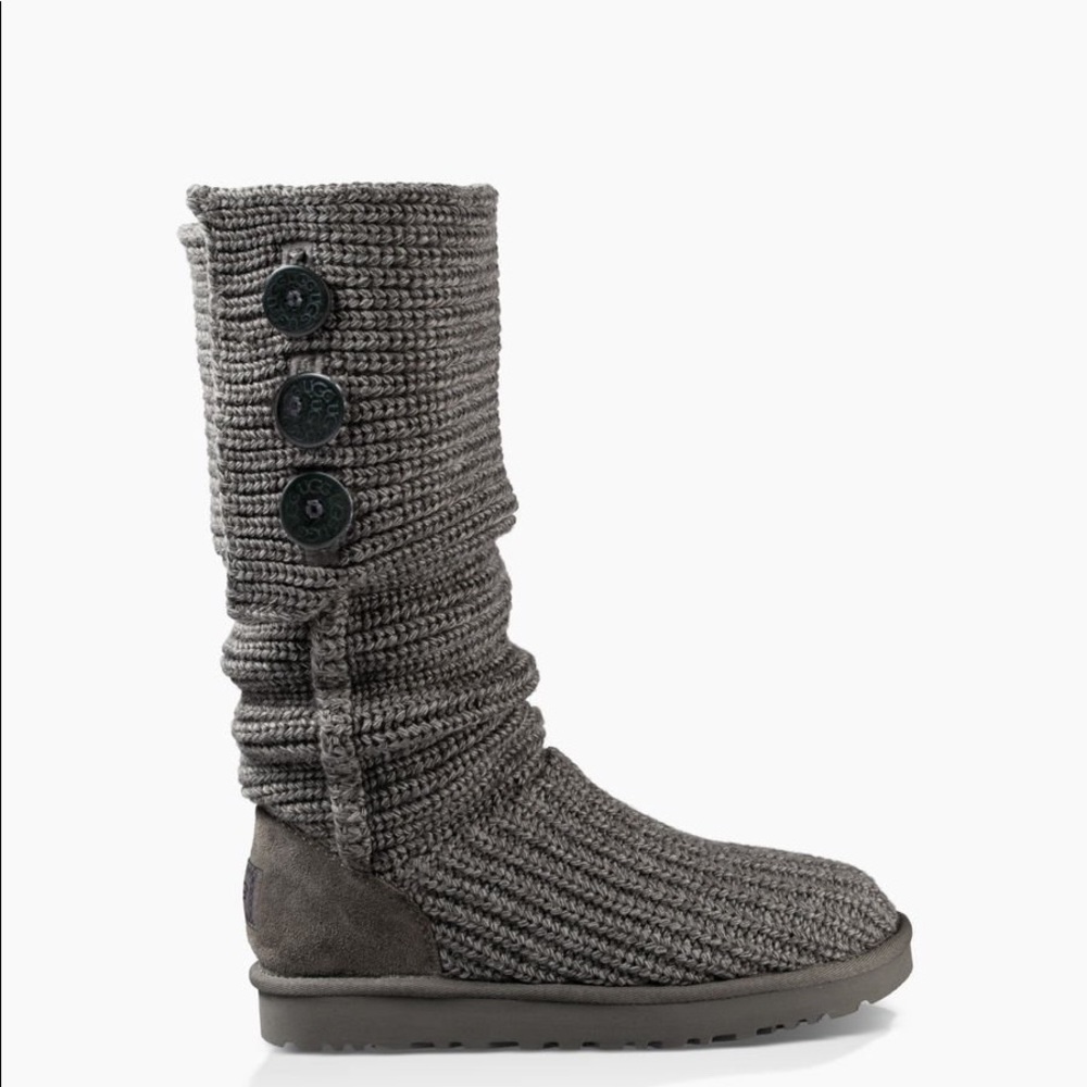 Ugg Grey Knit Classic Cardy Boot